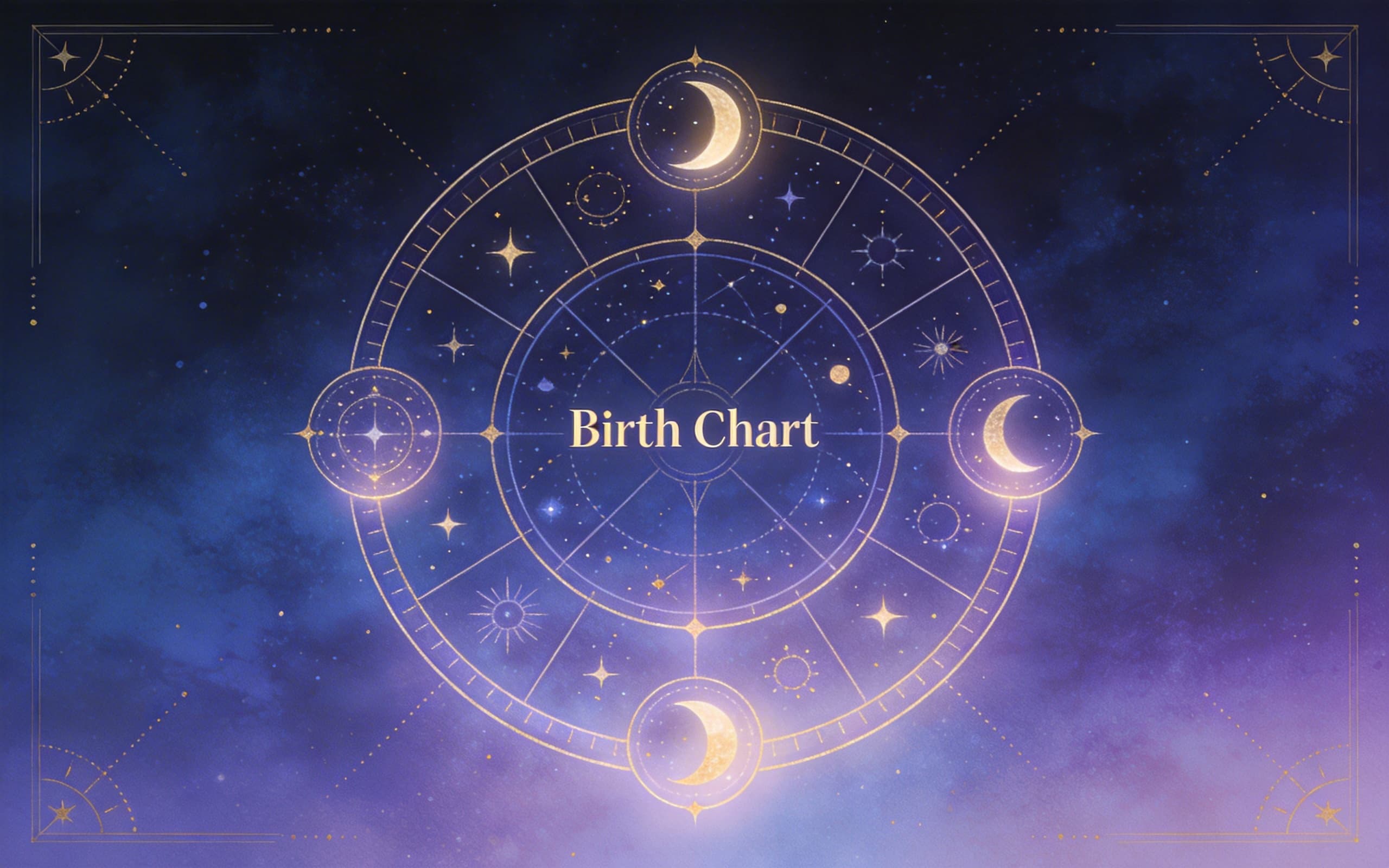 Astrological chart with moon and horizon symbols